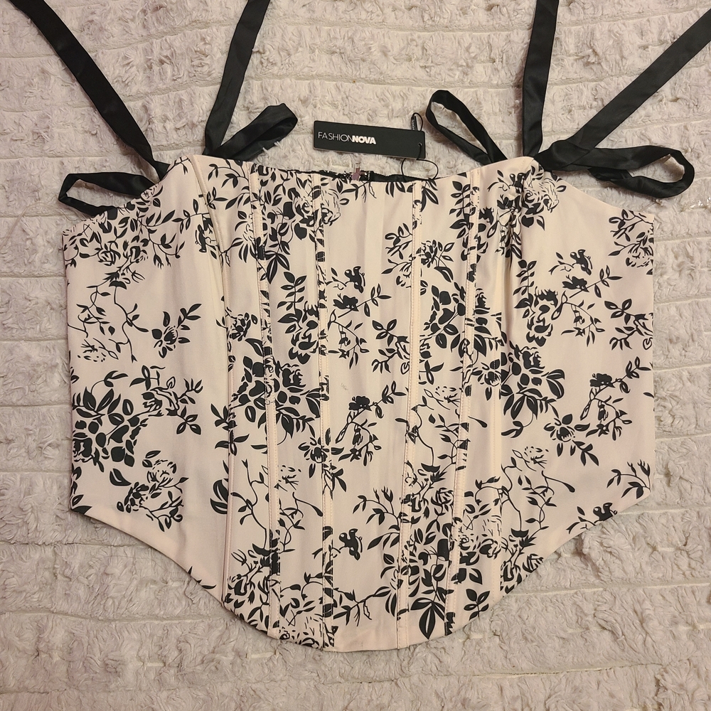 Fashion Nova Black and White Corset Top
